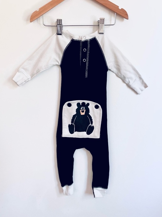 Lazy One Other - NEW 🐻 Flapjack Baby Onesie Pajamas, Baby Bear Trap Door, Raglan Sleeve, Snaps